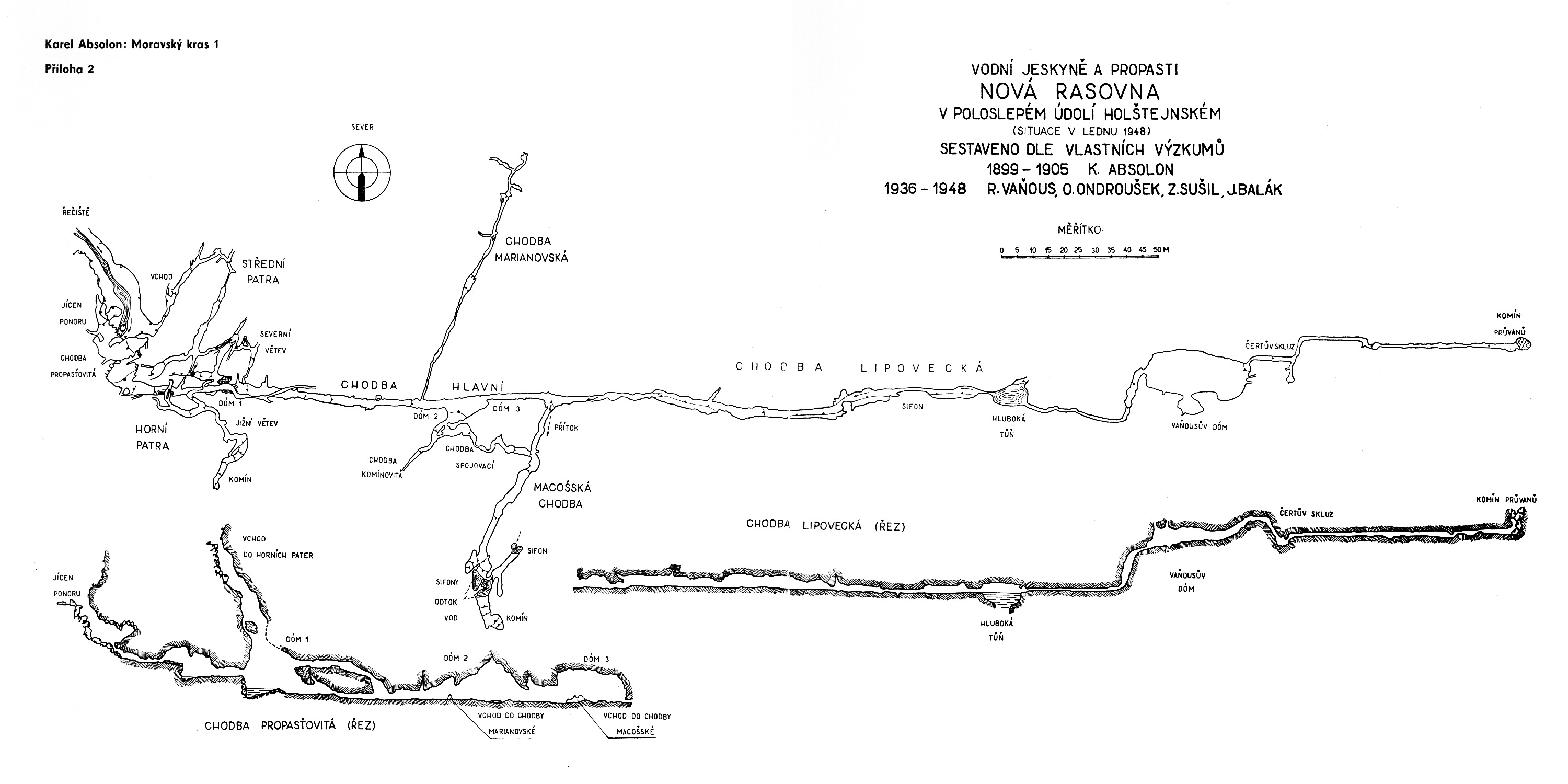 Mapa Nové Rasovny - K. Absolon 1948